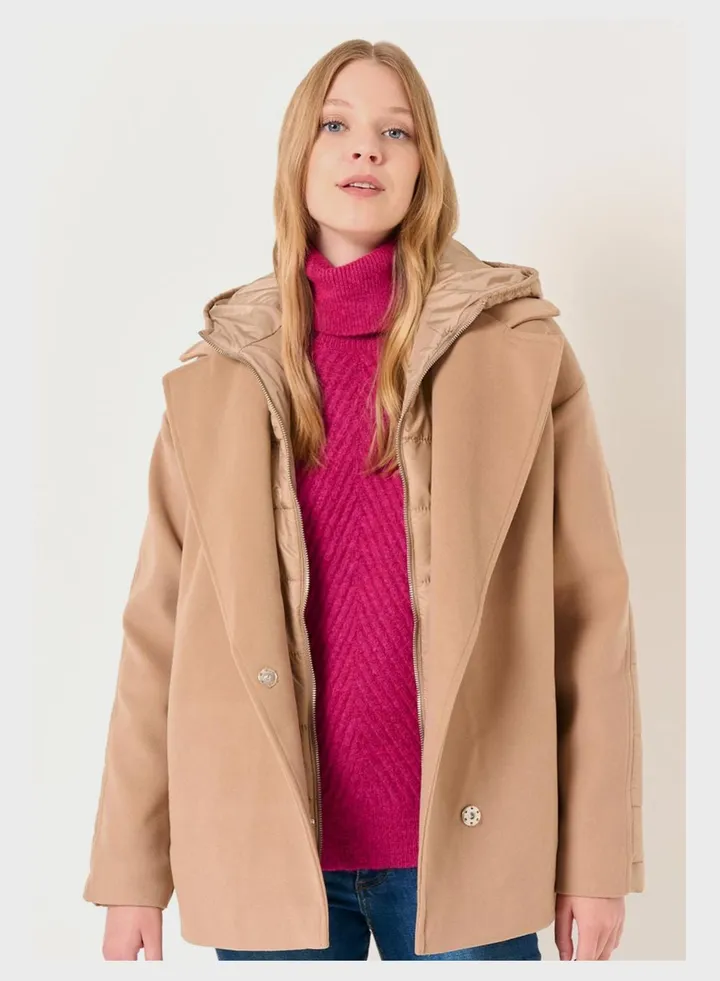 Pocket Detail Hooded Coat