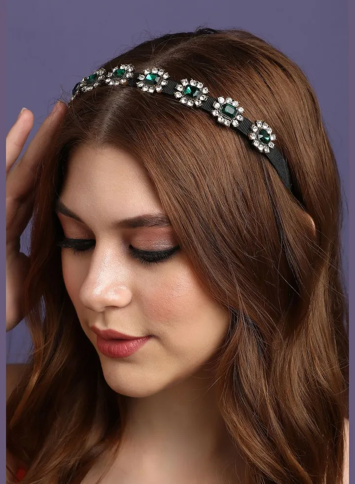 Trendy Western Wear Fabric and Metal Hair Band with Designer Stone For Women