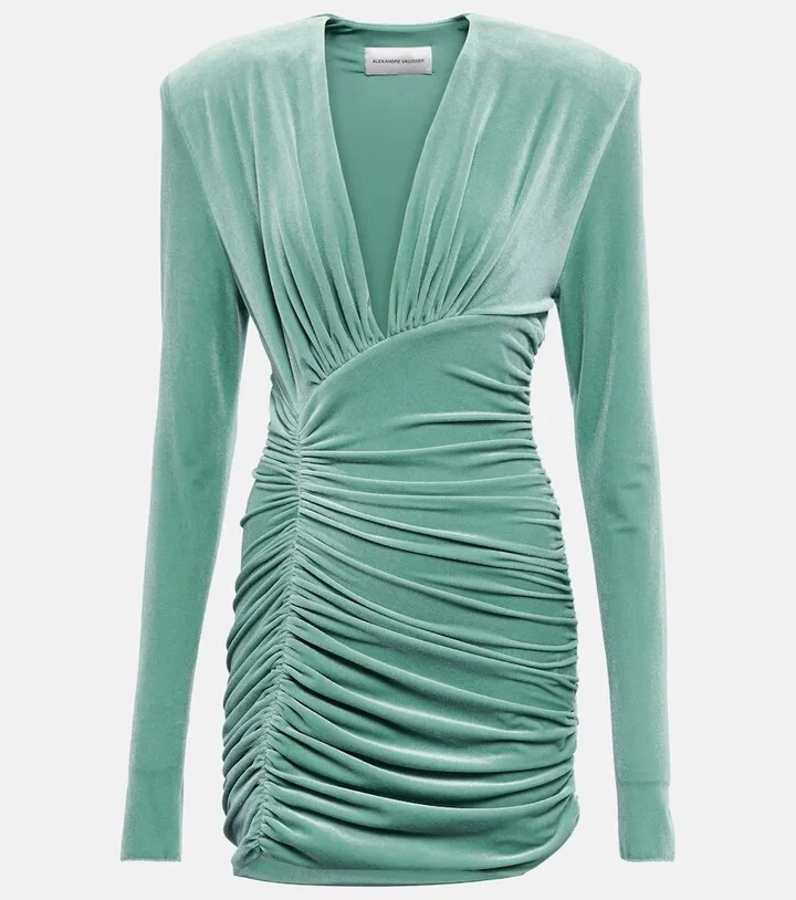 Ruched velvet minidress