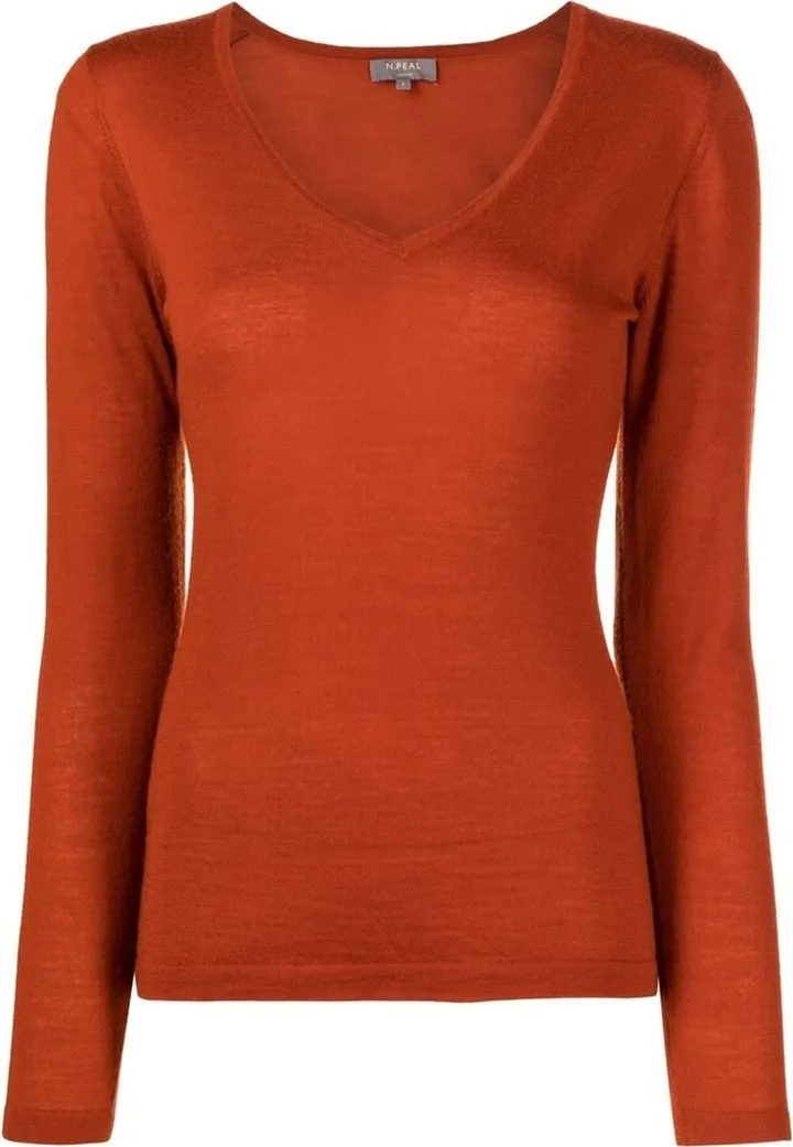 fine-knit V-neck sweater