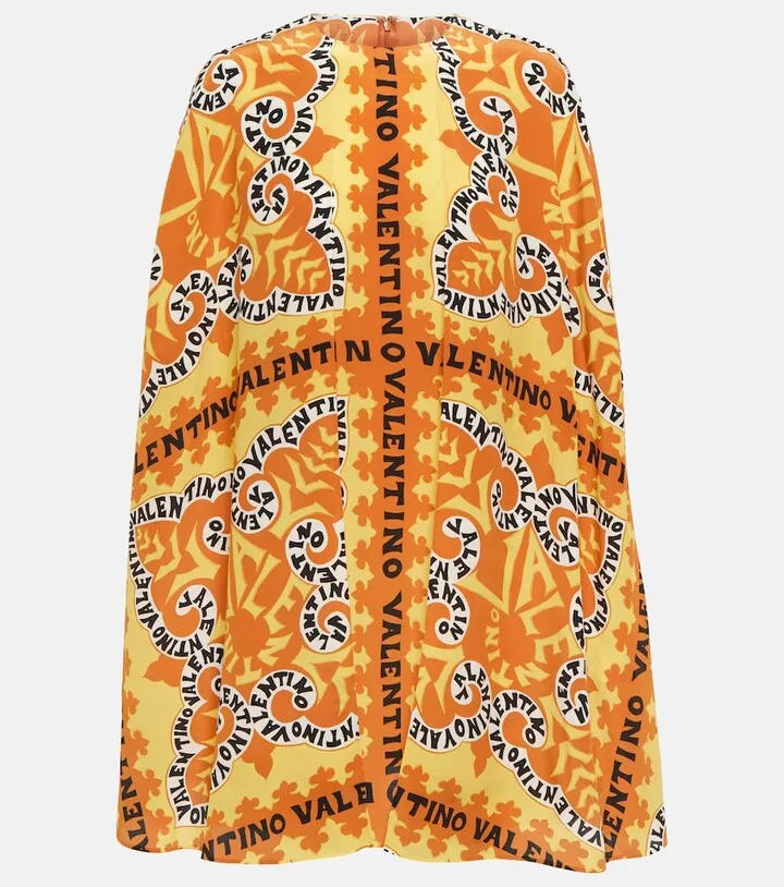 Printed silk crepe de chine minidress