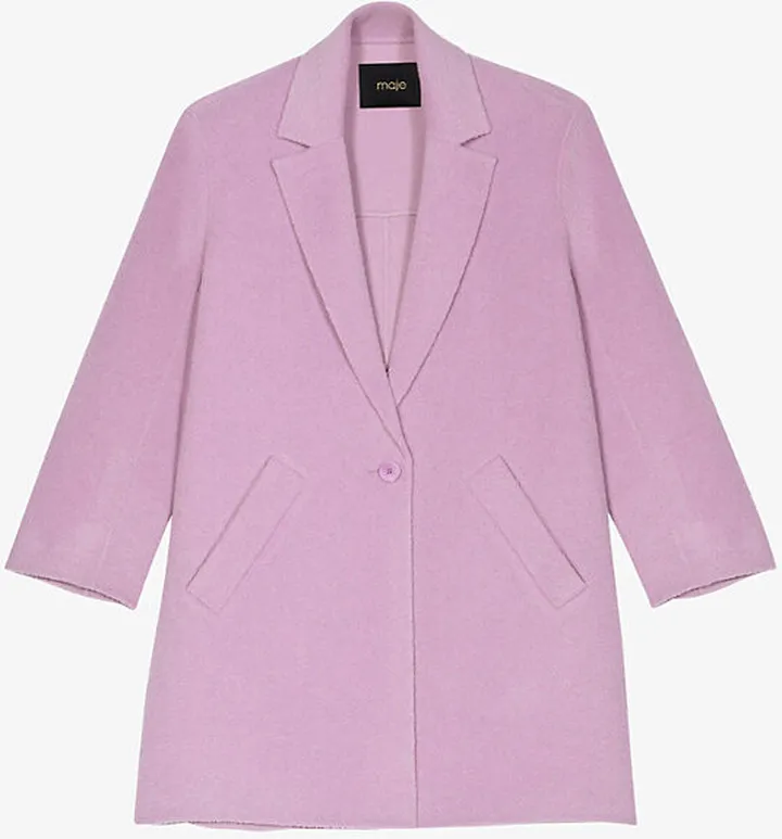 Womens Violets Single-breasted Bouclé Wool-blend Coat