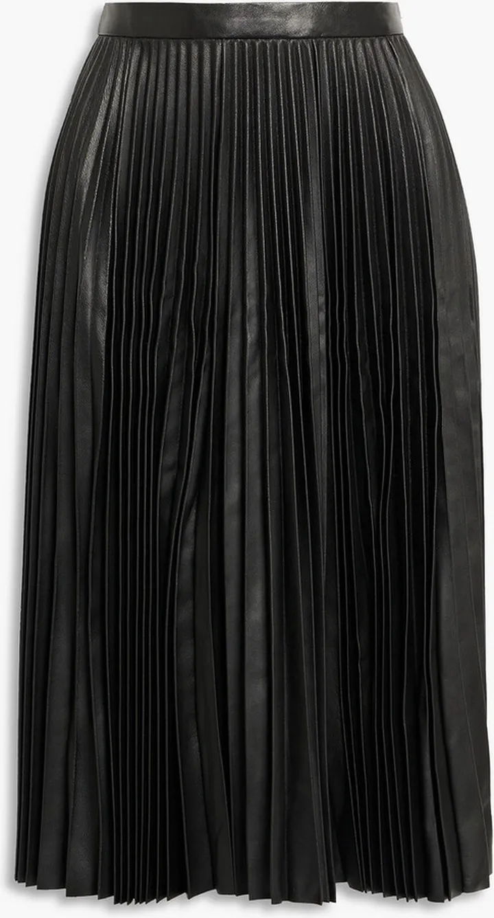Sejia pleated leather midi skirt