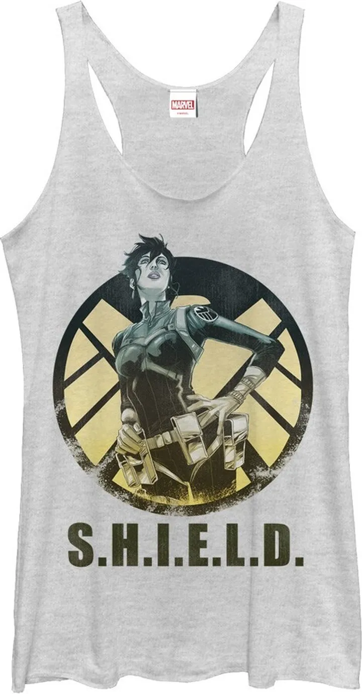 Women's Marvel Maria Hill S.H.I.E.L.D. Agent Racerback Tank Top - White Heather - X Large