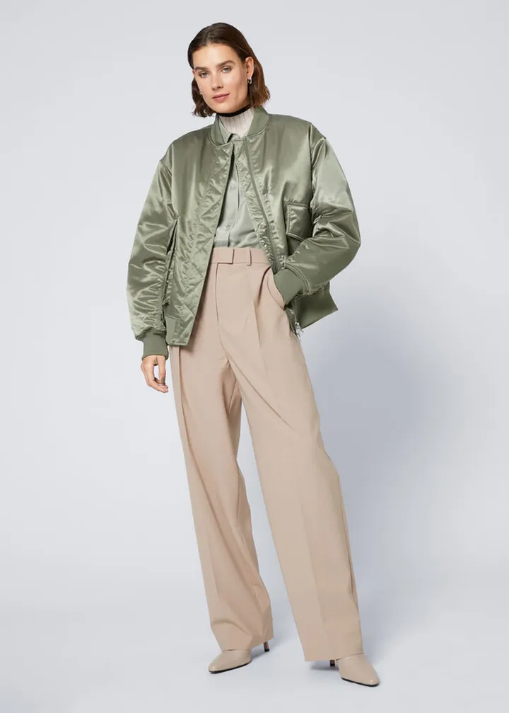 Oversized Satin Bomber Jacket
