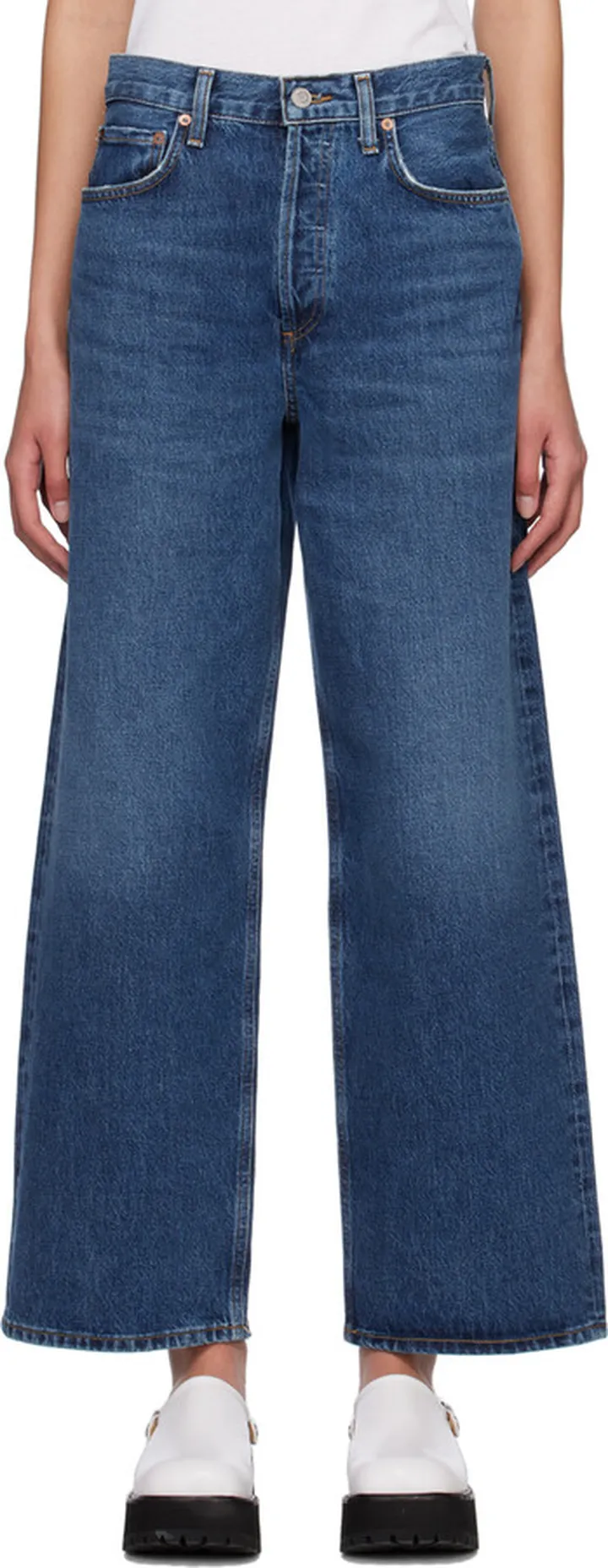 AGOLDE Blue Low Slung Baggy Jeans