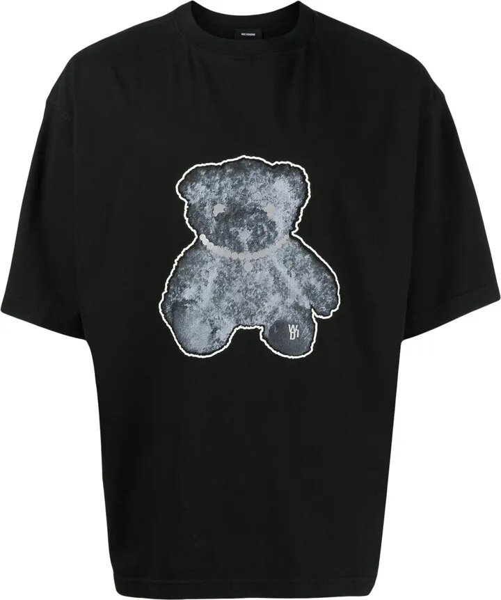 teddy bear-print cotton T-shirt