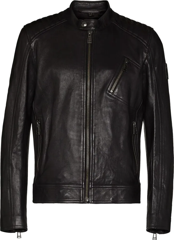 V Racer zipped leather jacket