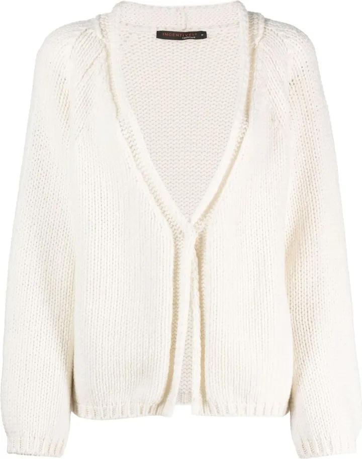 V-neck knitted cardigan