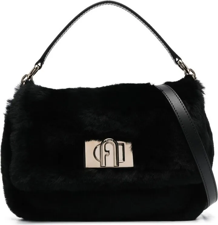 Logo-Plaque Sheepskin Tote Bag