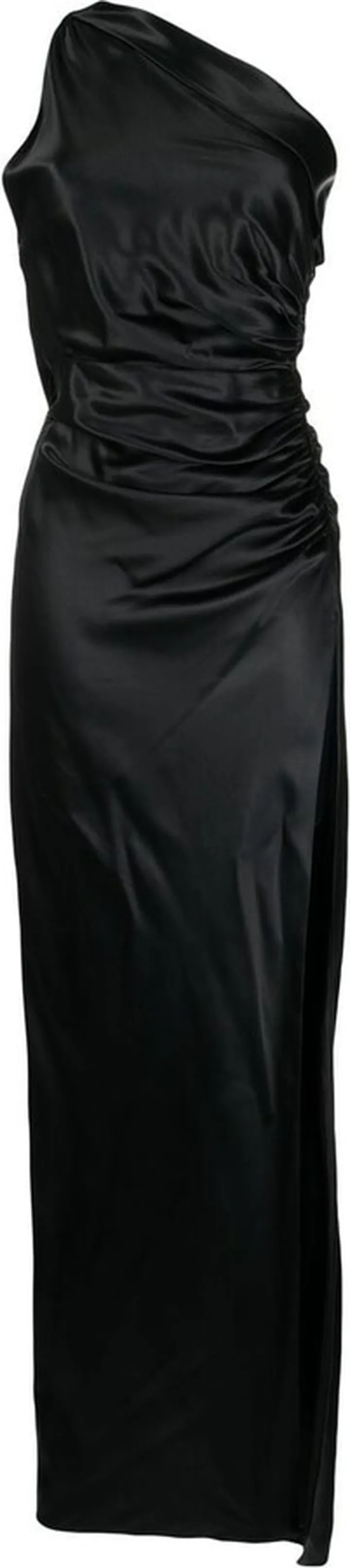 Gathered-Detail One-Shoulder Silk Gown