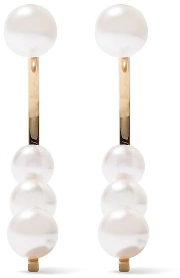 18kt yellow gold Collection Line Kinetic pearl earrings