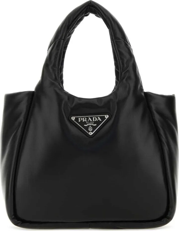 Prada Logo-Plaque Padded Medium Tote Bag