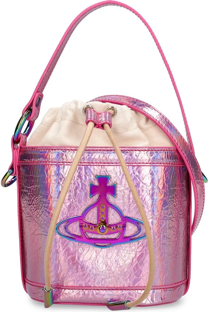 Daisy iridescent faux leather bucket bag