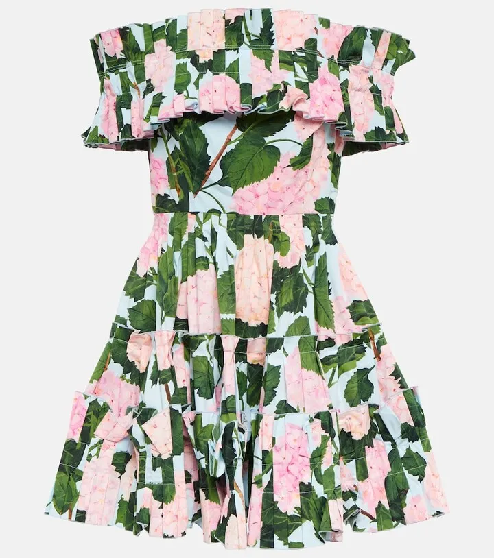 Floral cotton-blend minidress