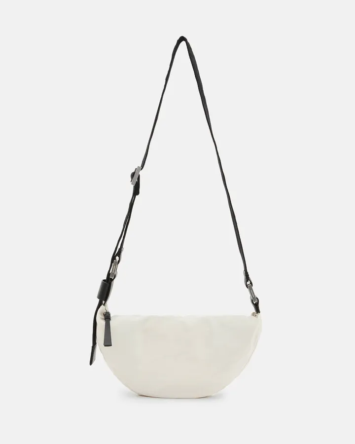 Half Moon Nylon Crossbody Bag - Ivory White
