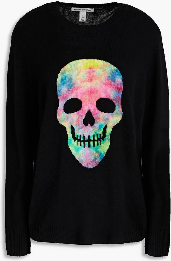 Intarsia-knit cashmere sweater