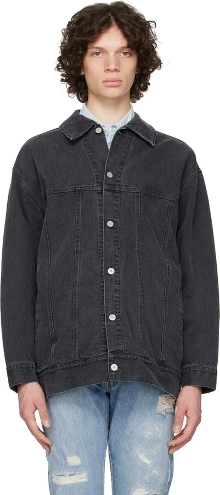 Kuro Black Back Slit Denim Jacket
