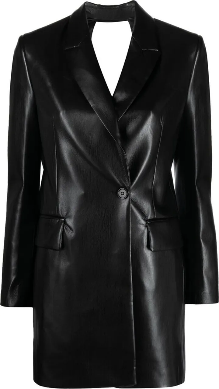Faux-Leather Mini Blazer Dress