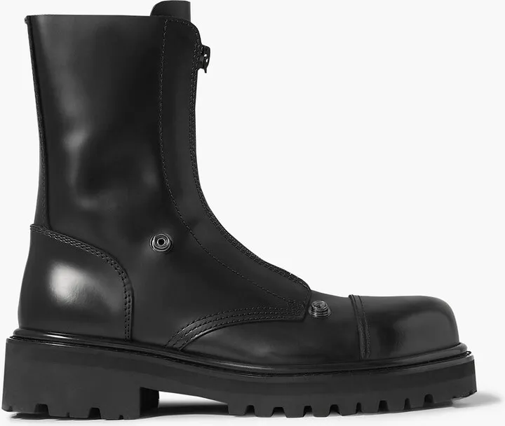 Studded leather combat boots