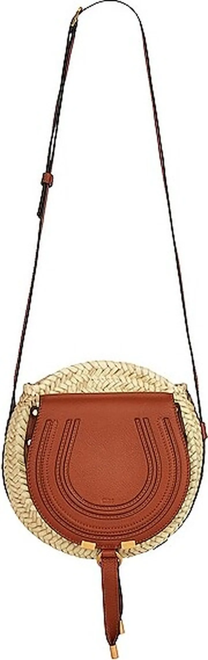 Chloe Marcie Raffia Crossbody Bag in Brown