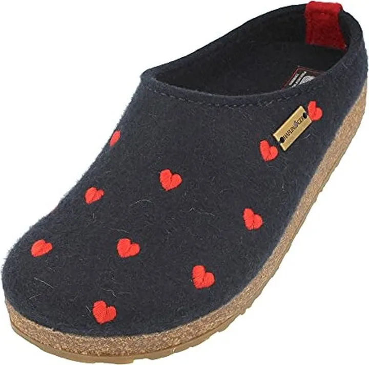 HAFLINGER Cuoricini Felt Clog Wool Slipper Navy EU 41