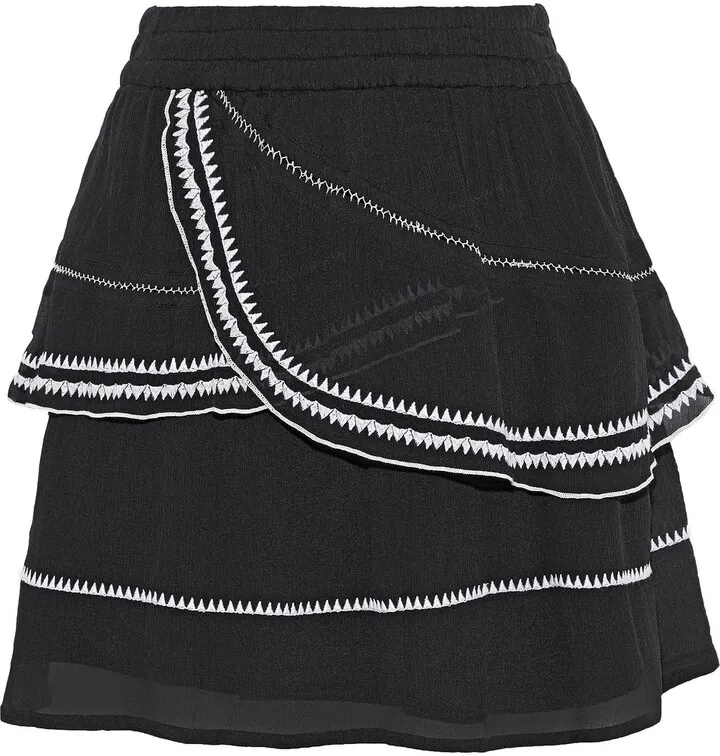 Oviane layered embroidered gauze mini skirt