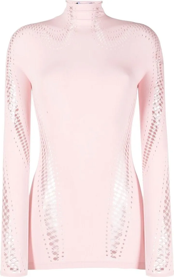 Open-Knit Turtle Neck Top