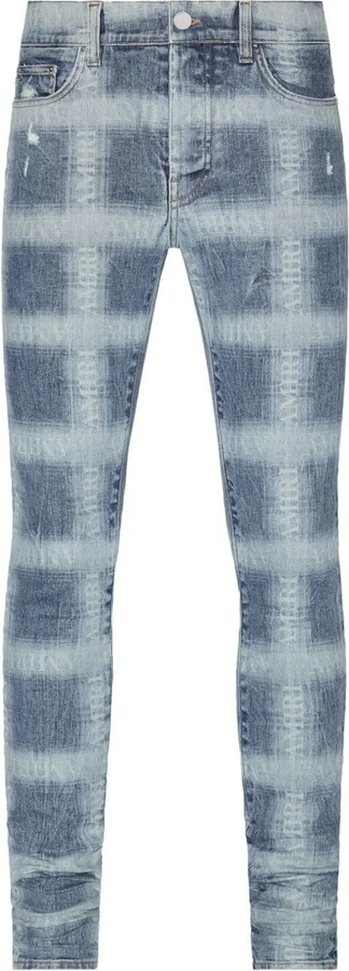 Logo Plaid-Print Skinny Jeans