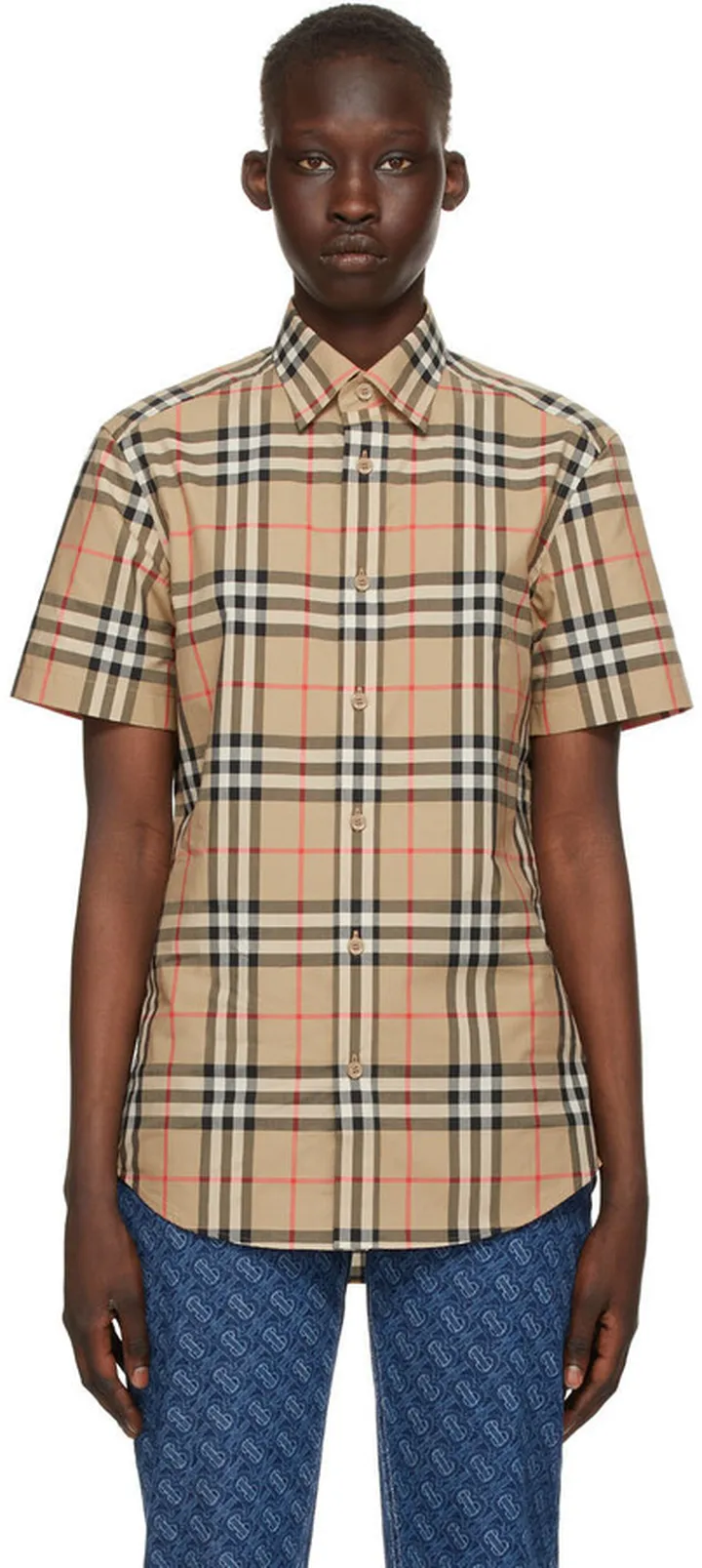 Burberry Beige Check Caxton Short Sleeve Shirt