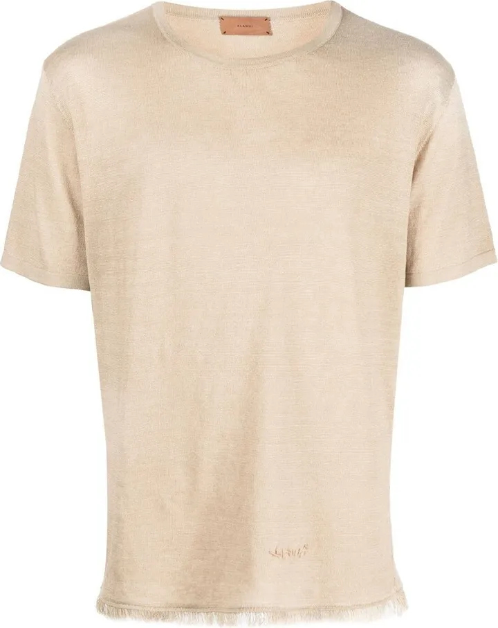 frayed-trim linen T-shirt