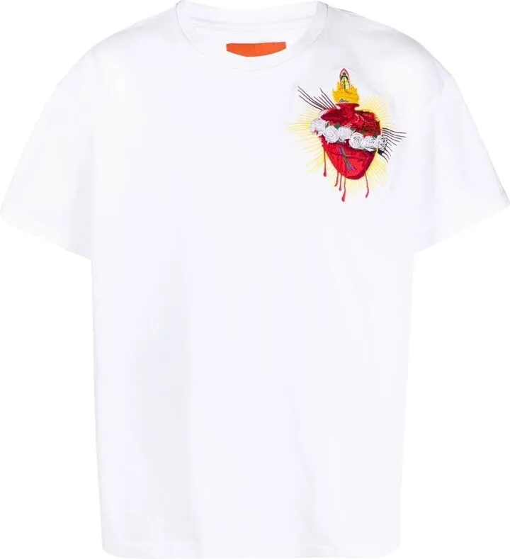 heart-patch short-sleeved T-shirt
