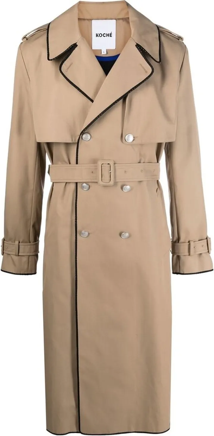 Contrast Bordered Trench Coat