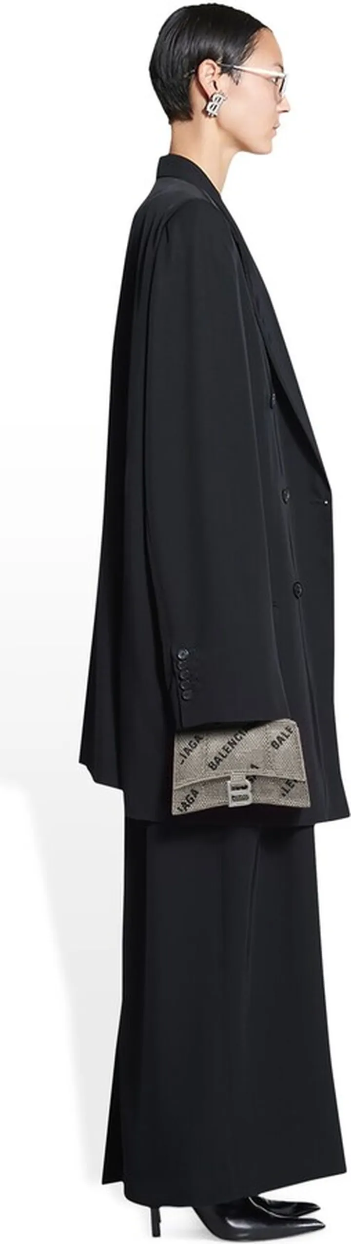 Hourglass Xs Handbag With Chain And Allover Logo Rhinestones