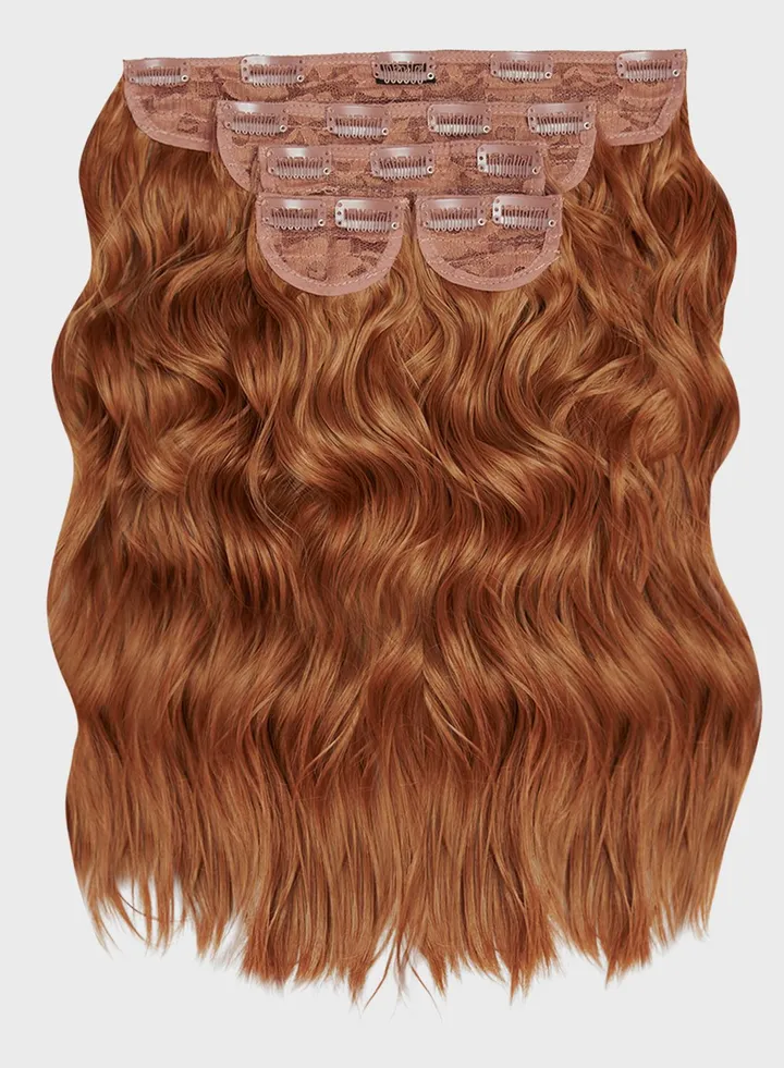 Super Thick 22" 5 Piece Brushed Out Wave Clip In Hair Extensions -26/30 Mixed Auburn
