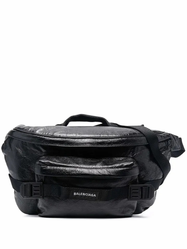 large Army leather belt bag