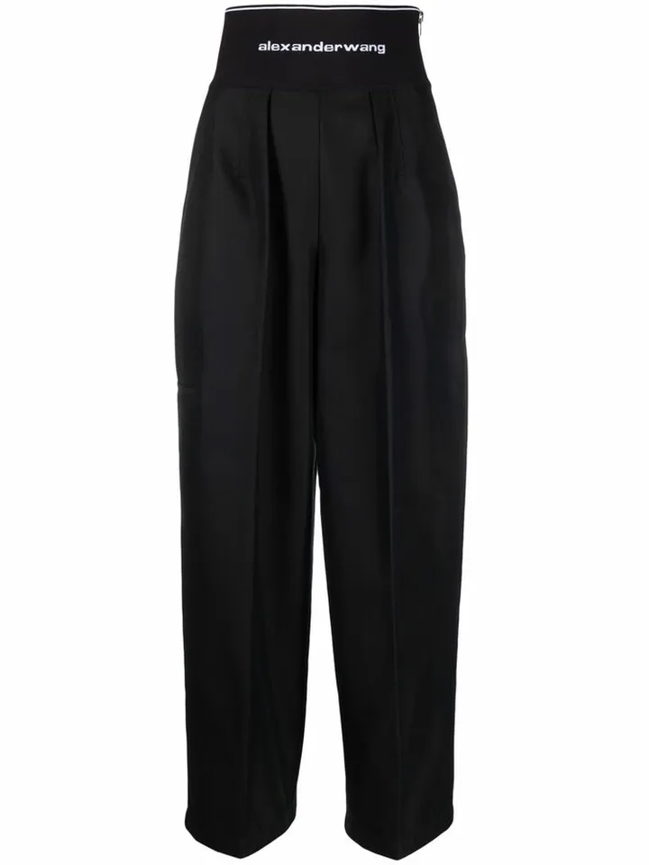 Logo-Waist Pressed-Crease Trousers