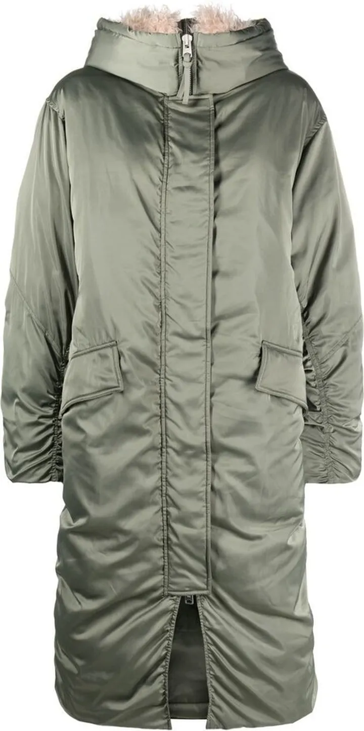 Shearling-Trim Zip-Fastening Coat
