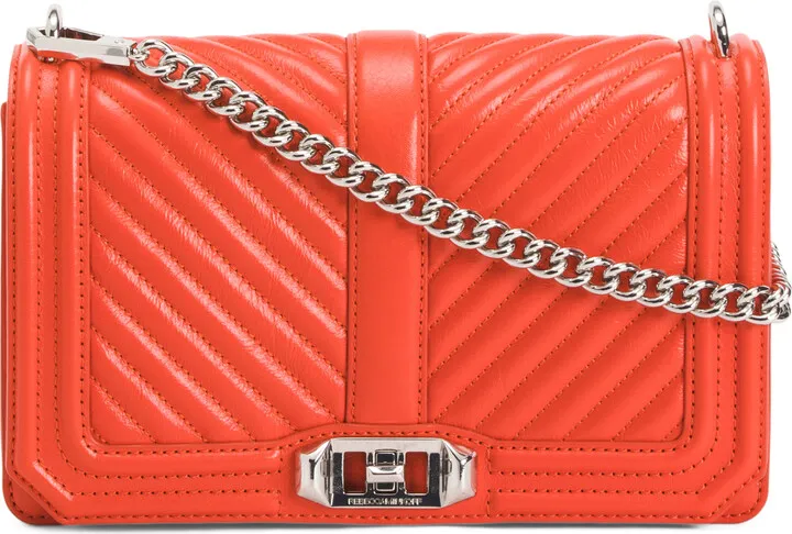 Leather Chevron Quilted Love Crossbody