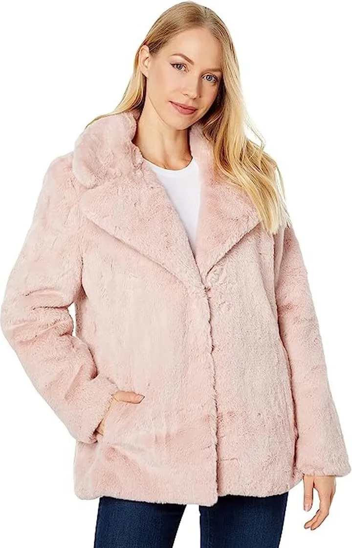 NVLT Bunny Faux Fur Jacket (Blush) Women's Clothing