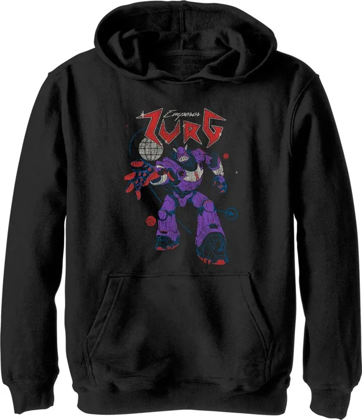 Boy's Lightyear Emperor Zurg Distressed Pull Over Hoodie - Black - Medium