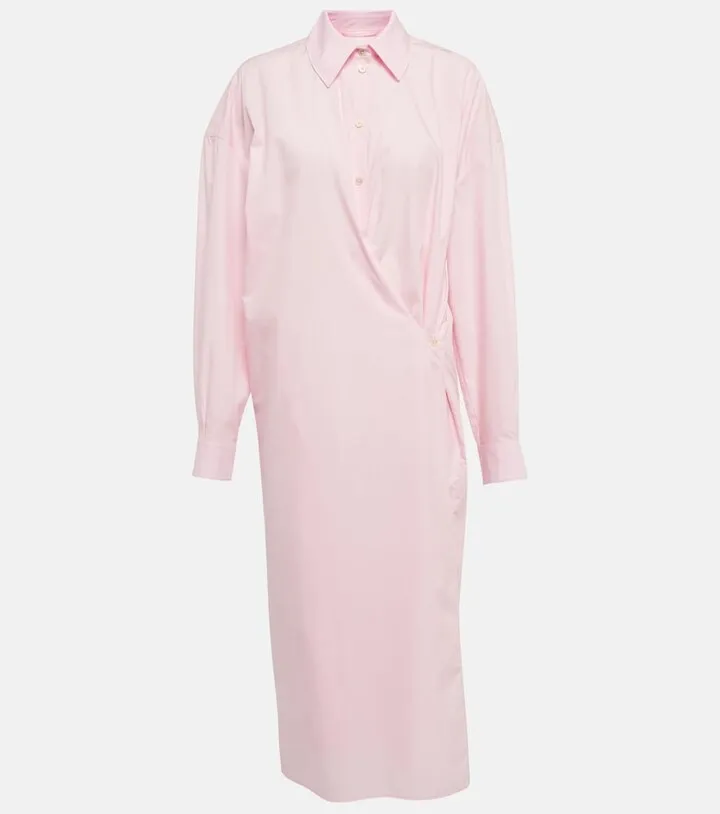 Twisted cotton shirt dress