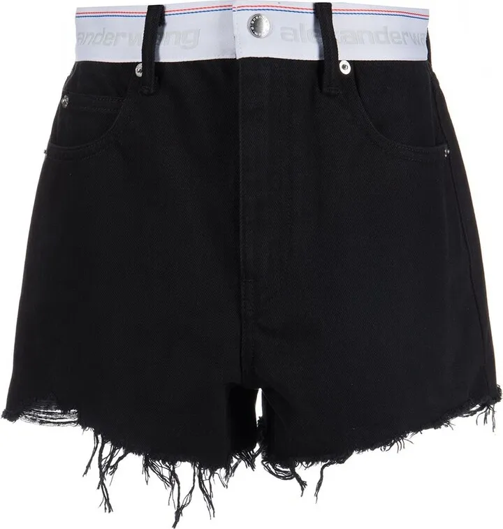 Logo-Waistband Denim Shorts