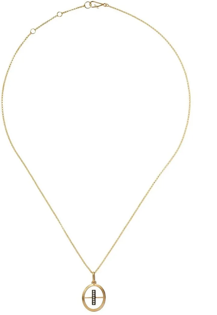 14kt and 18kt yellow gold I diamond initial pendant necklace