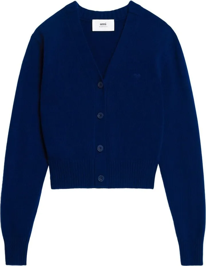 V-neck wool cardigan