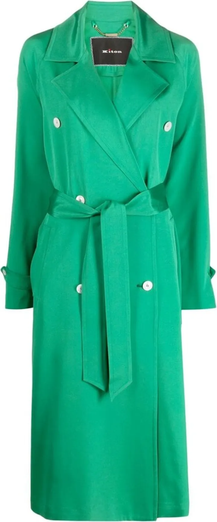 Tied-Waist Double-Breasted Trench Coat
