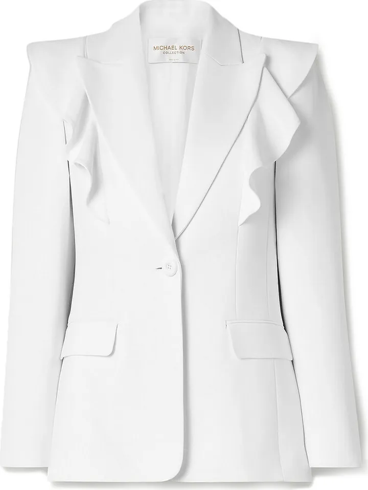 Ruffled crepe blazer