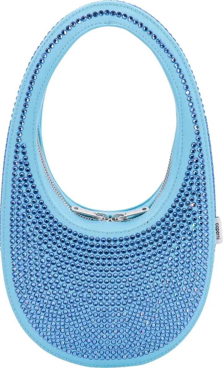 Satin handbag with all-over rhinestones