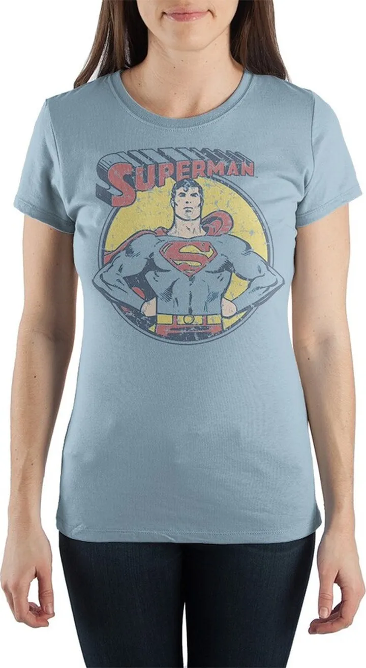Superman Power Pose Women Ladies T-shirt Tee Shirt-XXLarge