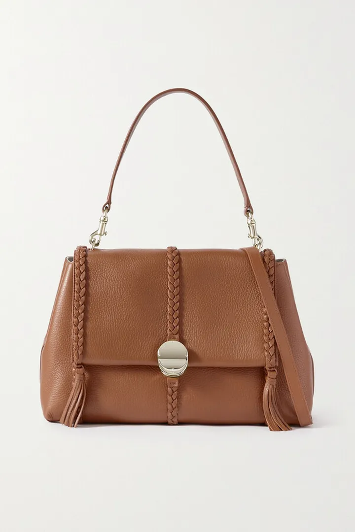 Chloé - + Net Sustain Penelope Braided Textured-leather Shoulder Bag - Brown